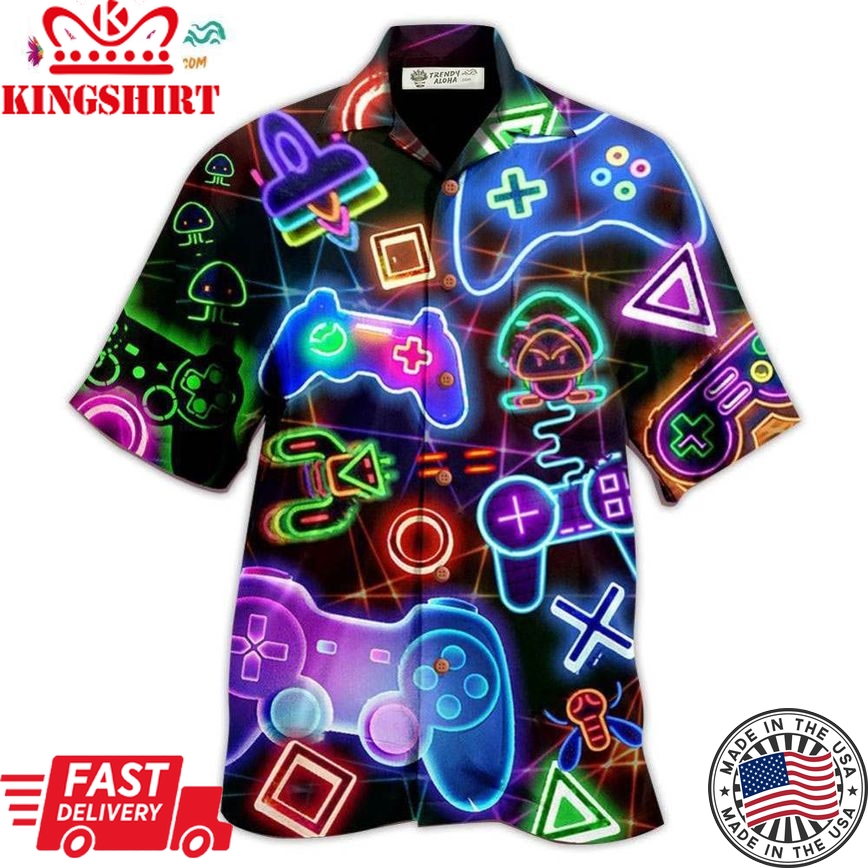 Game Neon Style Love It Hawaiian Shirt