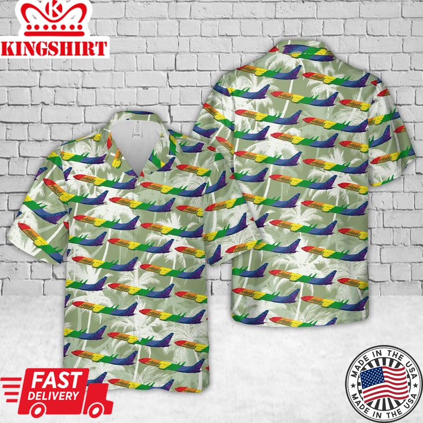 Gay Hawaiian Shirts, Alaska Fly With Pride Hawaiian Shirt