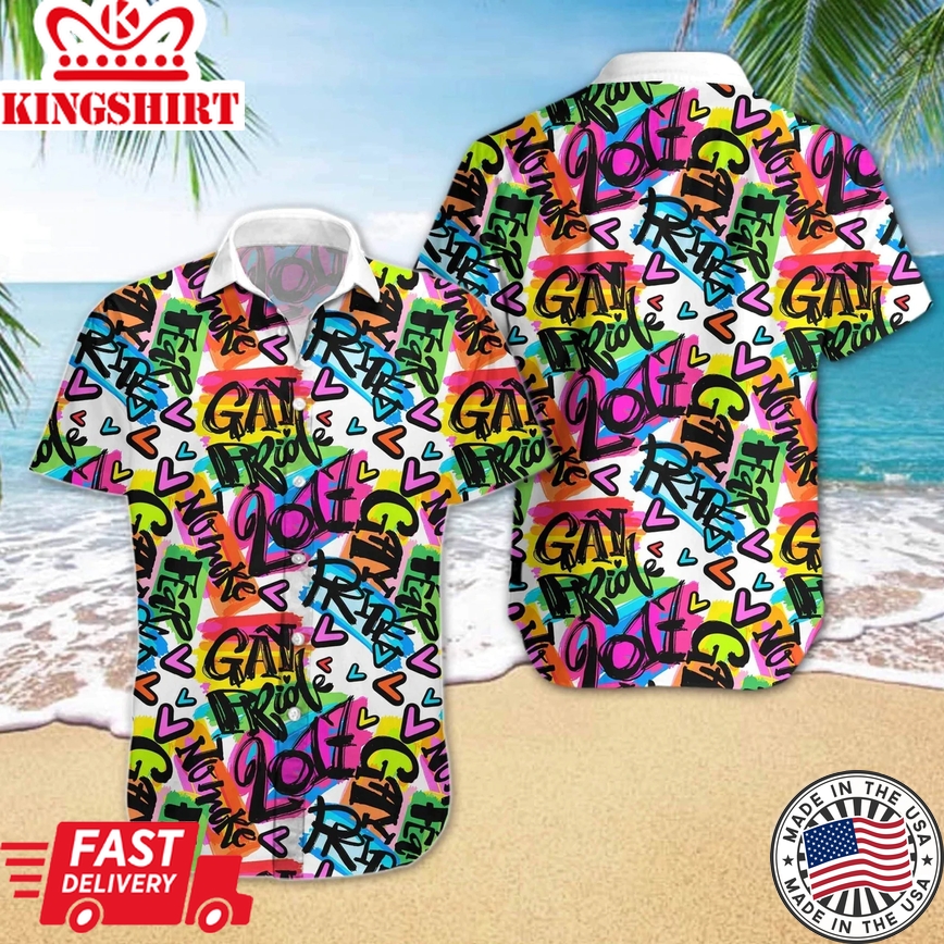 Gay Hawaiian Shirts, Gay Pride Hawaiian Shirt, Lgbt Heart Hawaiian Shirt