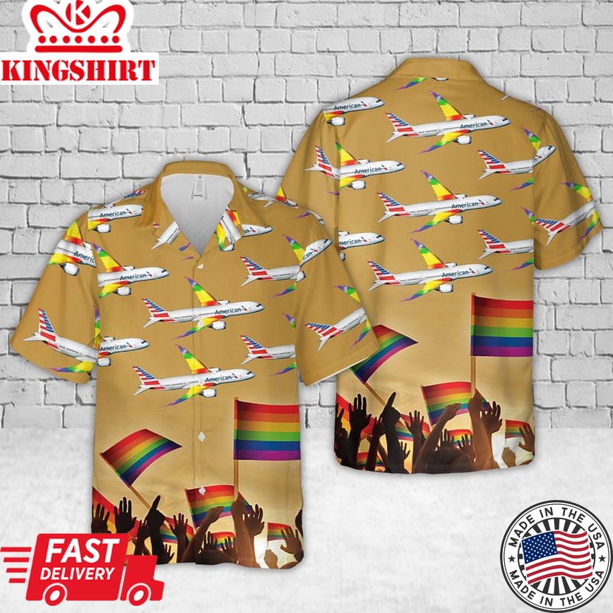 Gay Pride Hawaiian Shirt, American Airlines Fly With Pride Hawaiian Shirt