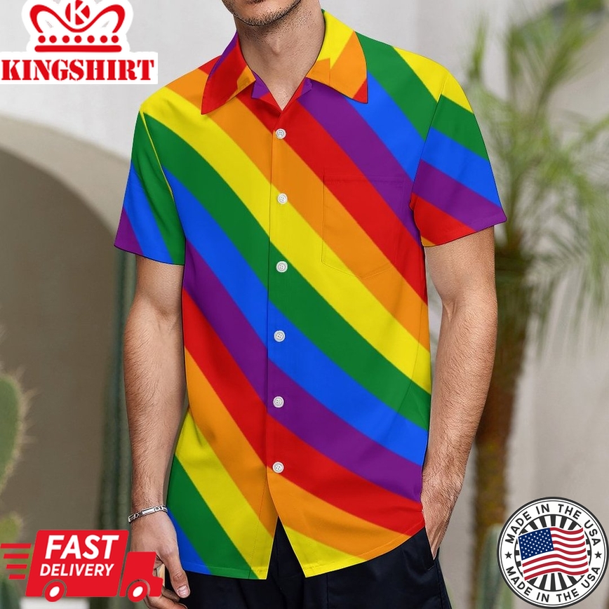 Gay Pride Hawaiian Shirt, Lgbt Rainbow Gay Pride Flag Hawaiian Vintage Hawaii Beach Shirts