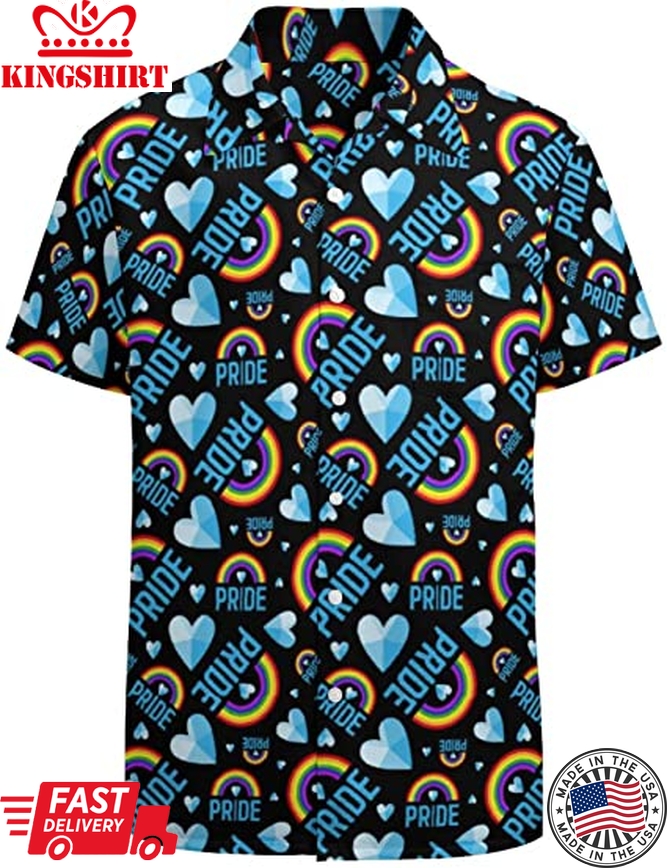 Gay Pride Hawaiian Shirt, Rainbow Hawaiian Shirt, Rainbow Pride Clothing