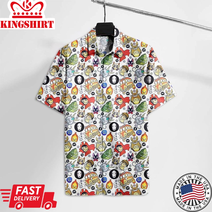 Gb Hawaiian Shirt All S.Ghibli Emoji Faces Totoro Noface Mononoke Anime Hawaii Tshirt Awesome Gb Aloha Shirt