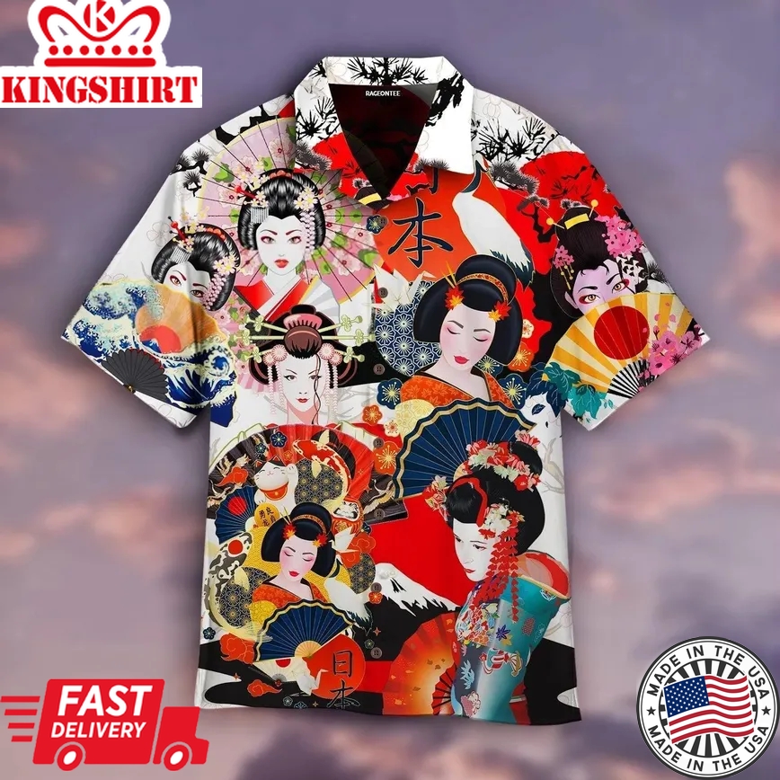 Geisha Woman Japanese Trendy Hawaiian Shirt For