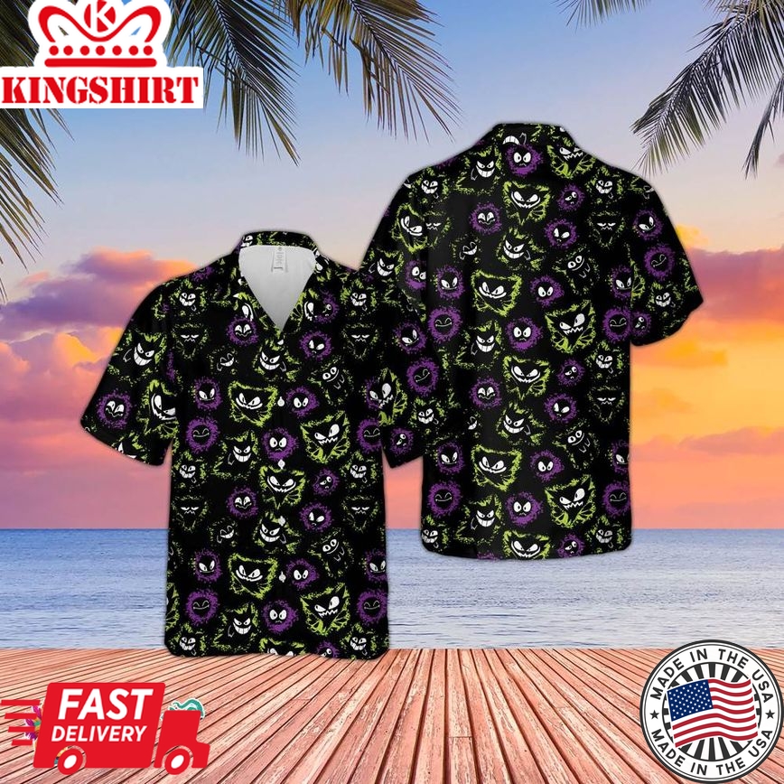 Gengar Hawaiian Shirt, 3D Hawaiian Shirt, Button Up Shirt, Shadow Ball Hawaiian Shirt, Comics Hawaiian Shirt