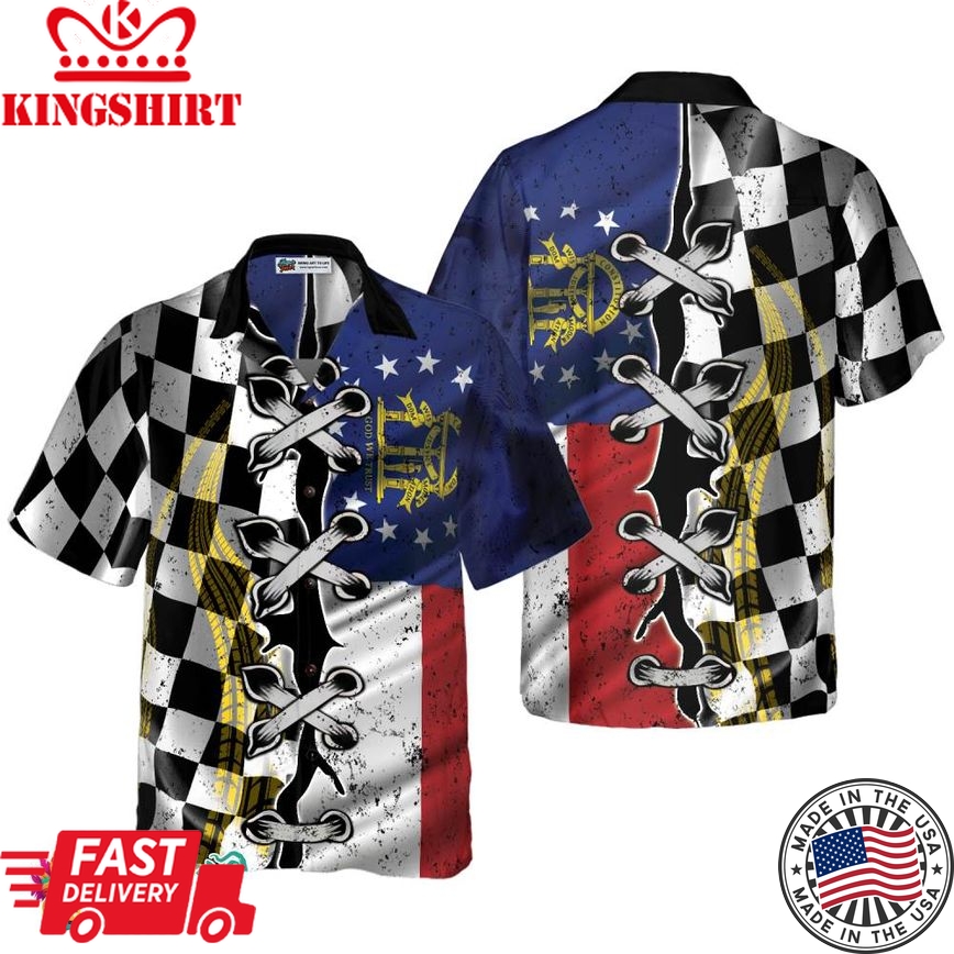 Georgia Racing Flag Hawaiian Shirt