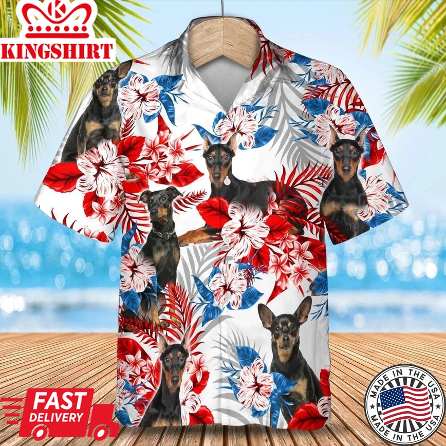 German Pinscher American Flag Hawaiian Shirt