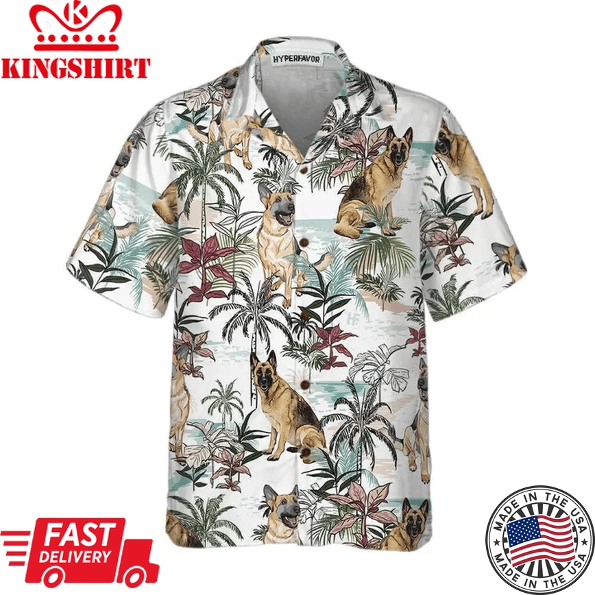 German Sheperd Summer Tropical Pattern Hawaiian Shirt