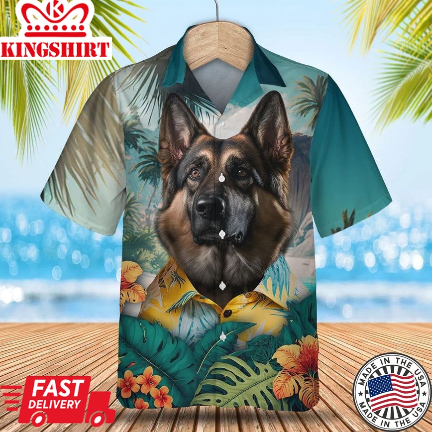 German Shepherd - 3D Tropical Trendy Hawaiian Shirt