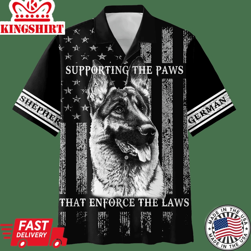 German Shepherd American Black Trendy Hawaiian Shirt, Summer Gift For Dog Lovers