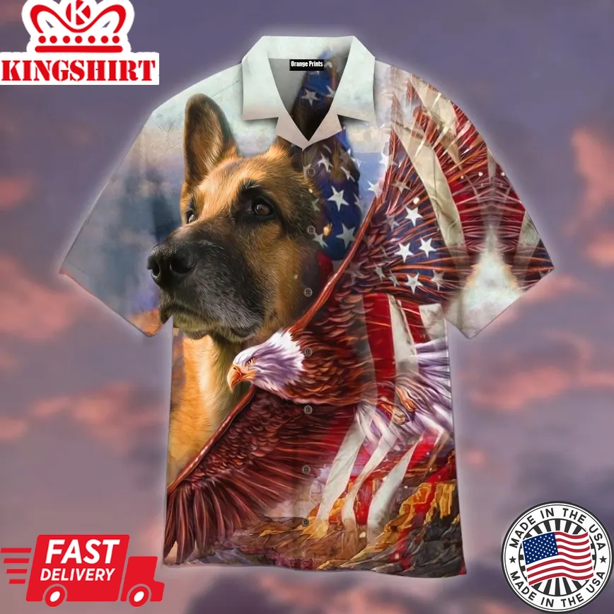 German Shepherd American Patriot Trendy Hawaiian Shirt For