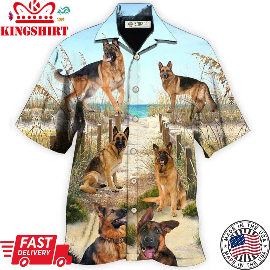 German Shepherd Best Friends For Life In Sand Hawaiian Shirt