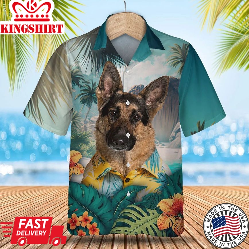 German Shepherd Dog - 3D Tropical Trendy Hawaiian Shirt