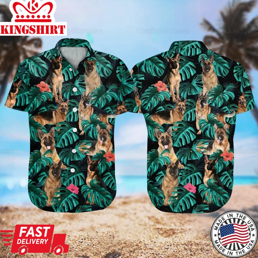 German Shepherd Hawaii Shirt, Trendy Hawaiian Shirts, Beach Vacation Shirt