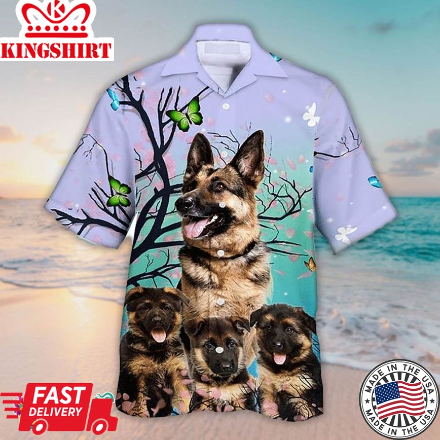 German Shepherd Hawaiian Aloha Beach Shirt