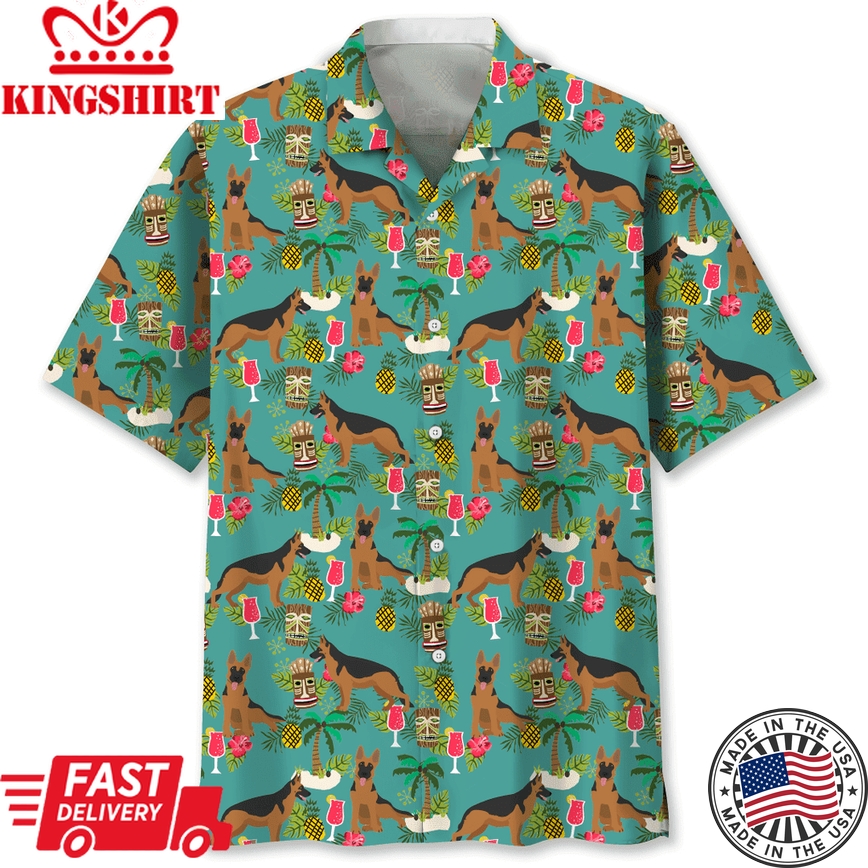 German Shepherd Hawaiian Beach Trendy Hawaiian Shirt