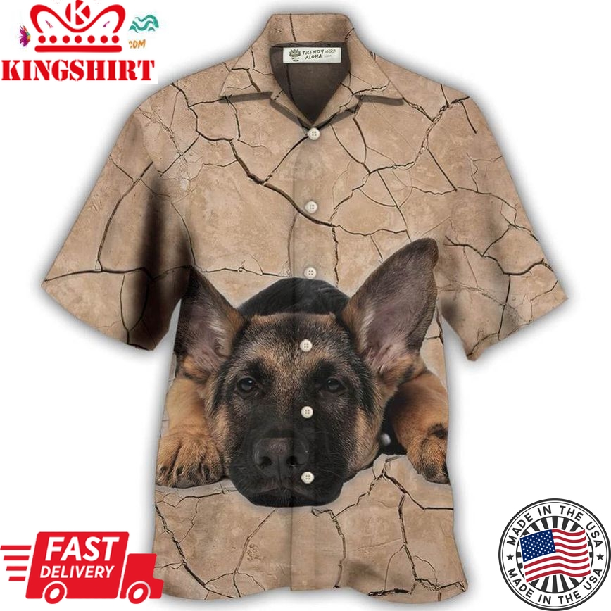 German Shepherd On The Ground Hawaiian Shirt