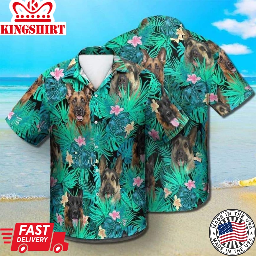 German Shepherd Trendy Hawaiian Shirt, Shepherd Trendy Hawaiian Shirt, Aloha Shirt For Dog Lover Summer Gifts