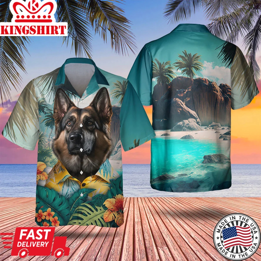 German Shepherd Tropical Trendy Hawaiian Shirt, Dog Trendy Hawaiian Shirt, Gifts For Dog Lover