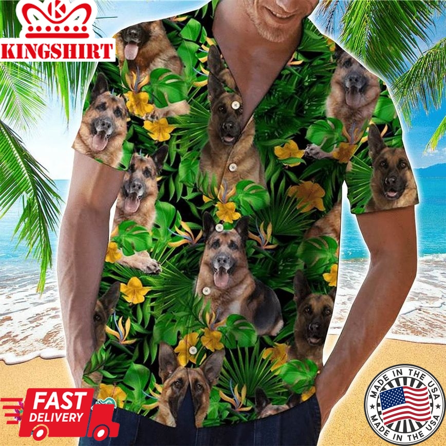 German Shepherd Tropical Wild Flower Best Hawaiian Aloha Beach Shirt