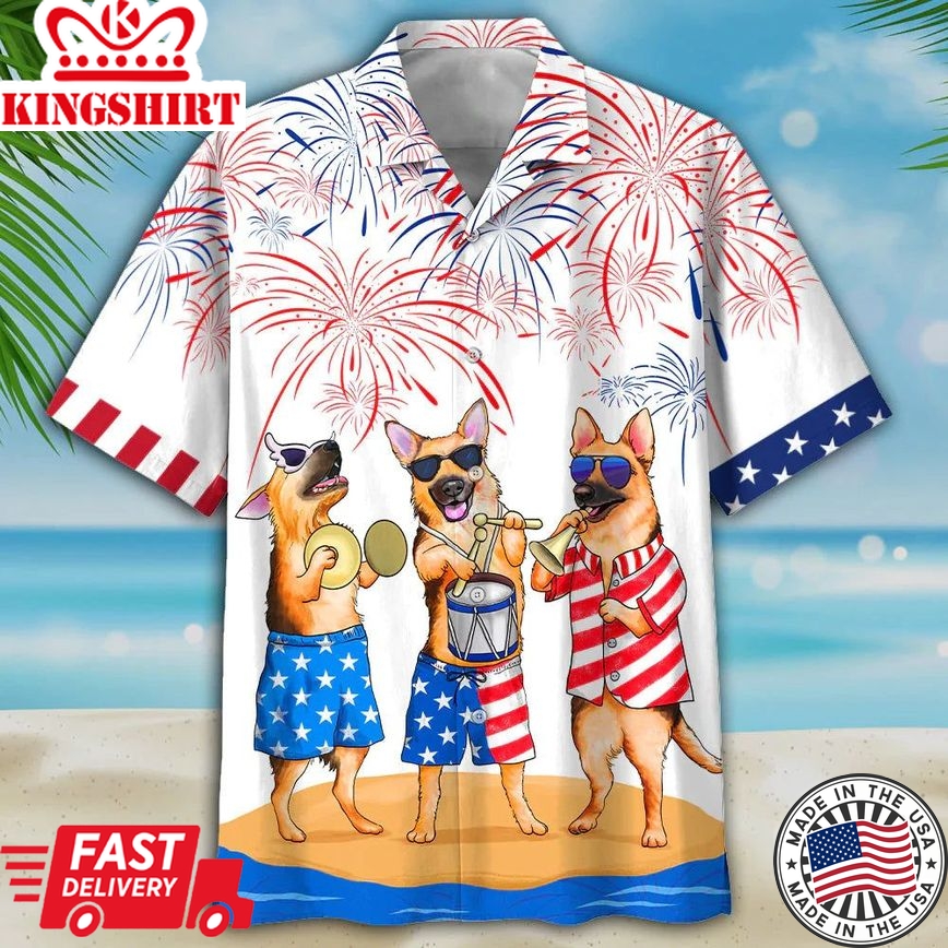 German Shepherd Usa Patriotic Hawaiian Shirt