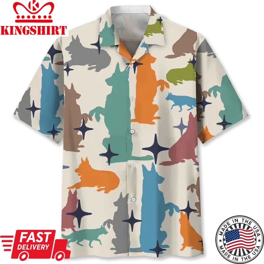 German Shepherd Vintage Hawaiian Shirt, Hawaiian Shirt For Men, Summer Gift For Dog Lovers