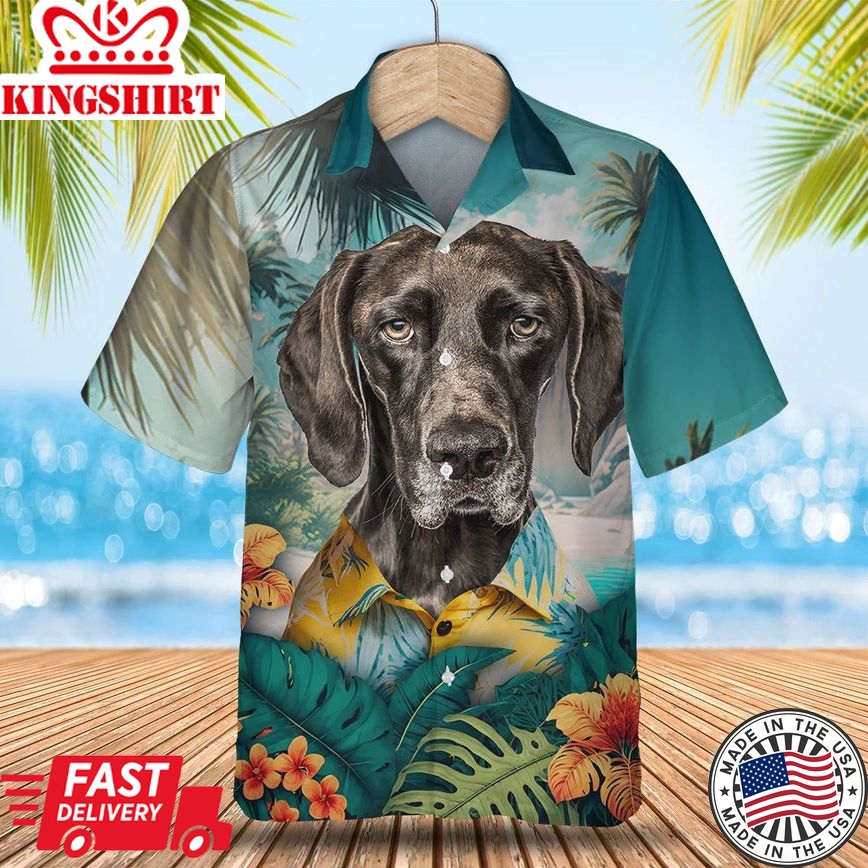 German Shorthaired Pointer Paradise Breeze - Unleash Your Style with this Tropical Trendy Hawaiian Shirt