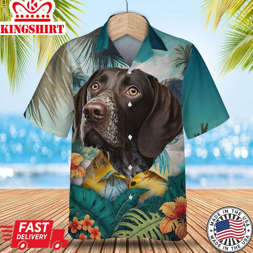 German Shorthaired Pointer Tropic Oasis - Stand Out in the Tropics with this Exquisite Trendy Hawaiian Shirt