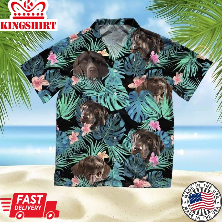 German Sp Trendy Hawaiian Shirt, Dog Summer Leaves Trendy Hawaiian Shirt, Unisex Print Aloha Short Sleeve Casual Shirt Summer Gifts