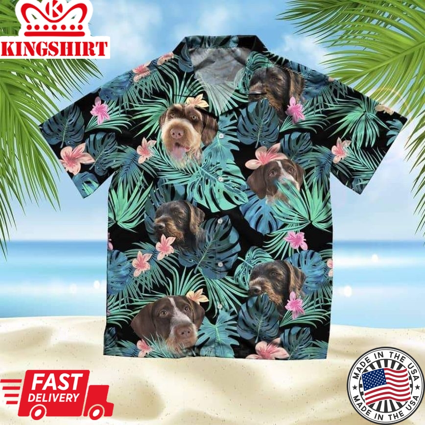 German Wp Trendy Hawaiian Shirt, Dog Summer Leaves Trendy Hawaiian Shirt, Unisex Print Aloha Short Sleeve Casual Shirt Summer Gifts