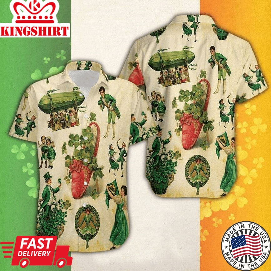 Get Here Vintage Girl Irish Patricks Day Hawaiian Aloha Hawaii Shirts