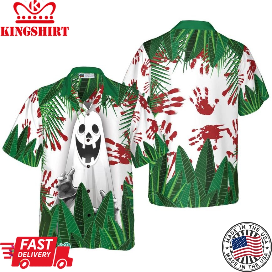 Ghost In The Bushes Halloween Hawaiian Shirt, Unique Halloween Shirt For Men And Women