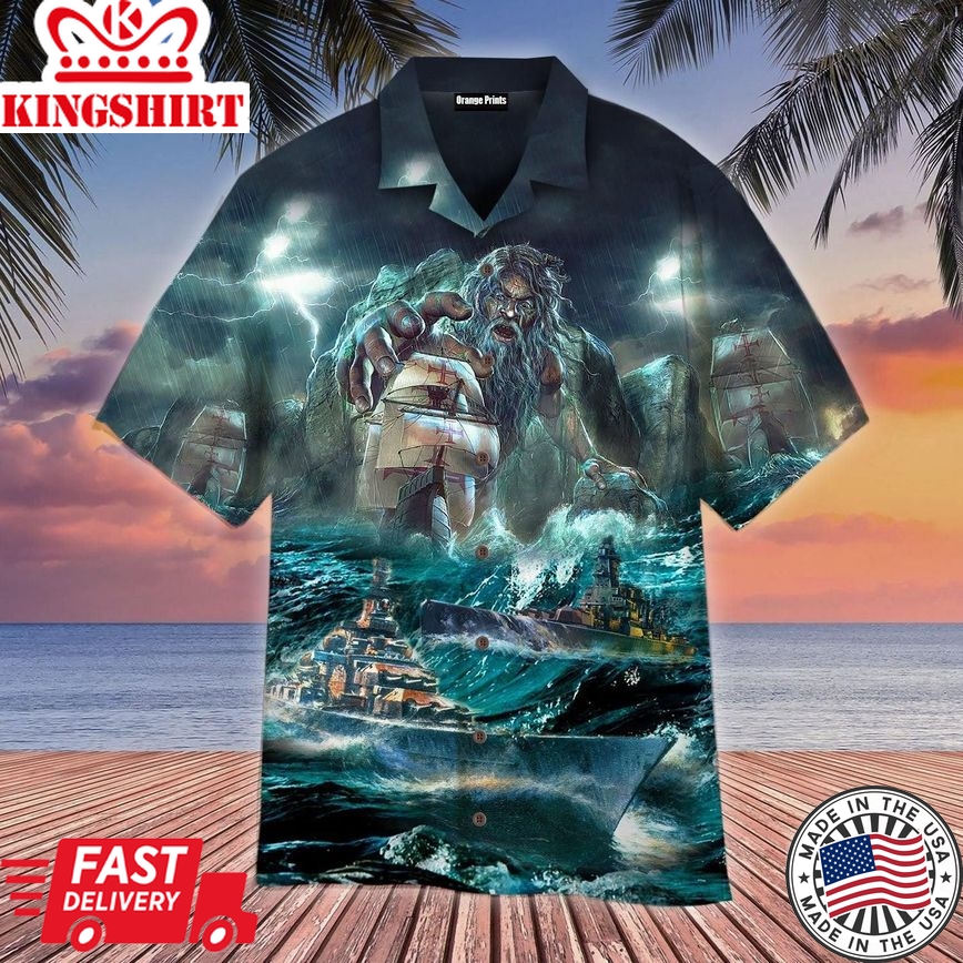 Giant Adamastor Angry Sea Trendy Hawaiian Shirt For