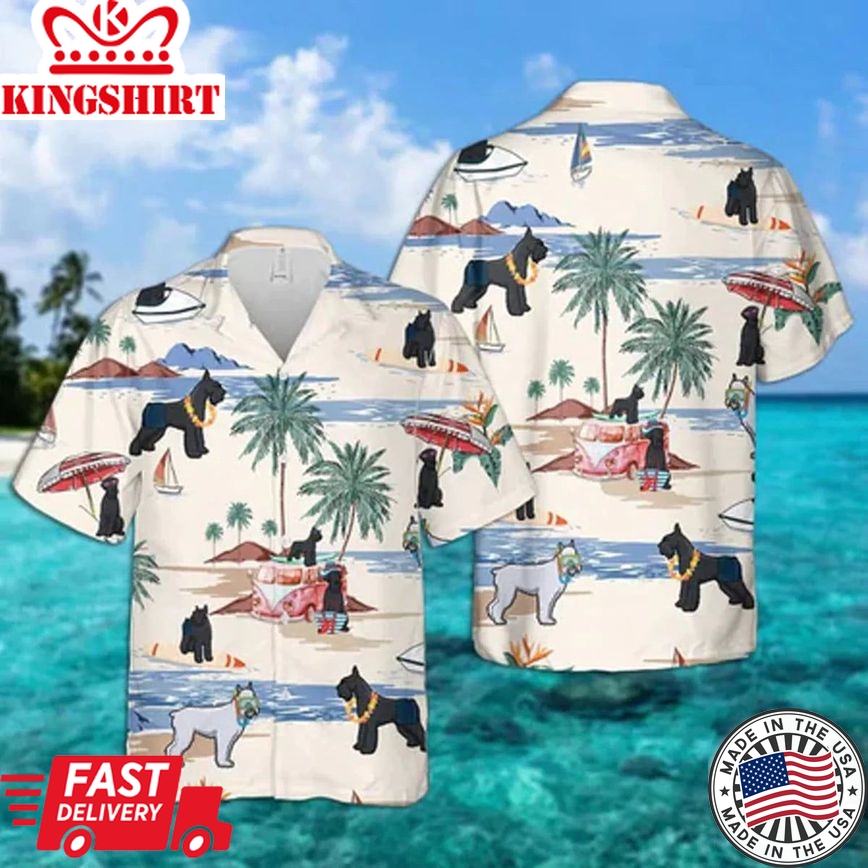 Giant Schnauzer Summer Beach Hawaiian Shirt, Hawaiian Shirts For Men Short Sleeve Aloha Beach Shirt