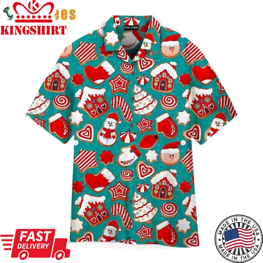 Gingerbread Cookies Christmas Sweets, Xmas Trendy Hawaiian Shirt Perfect Gifts For Your Loved Ones