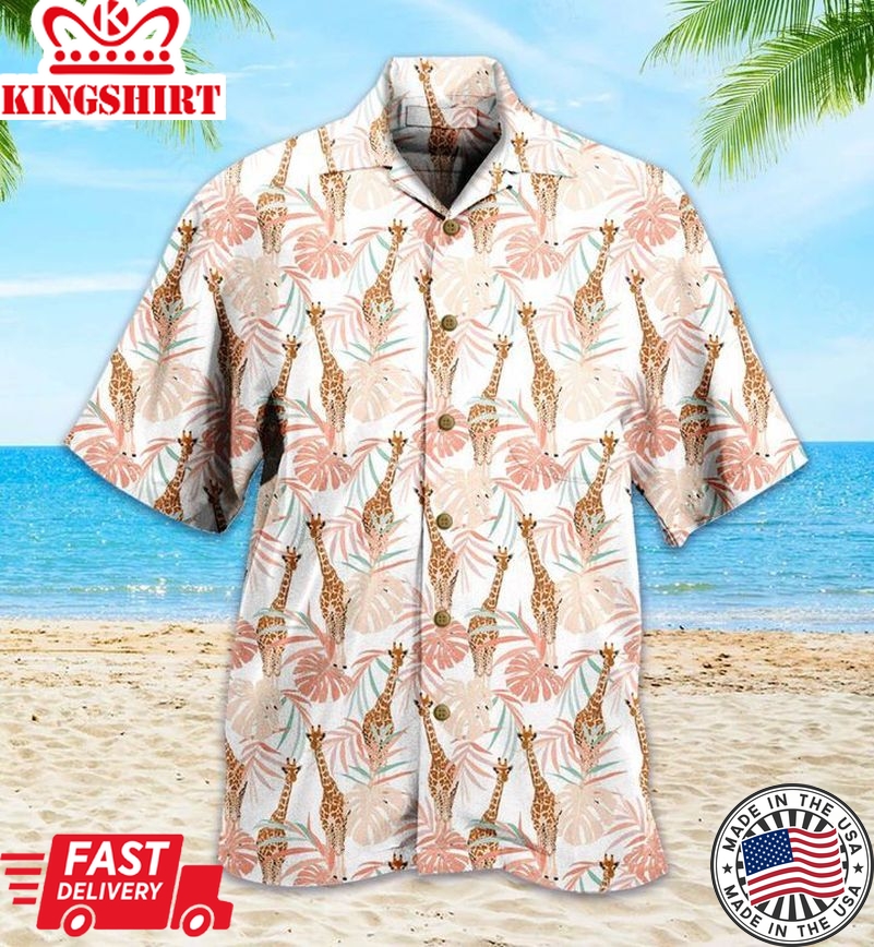 Giraffe Animl Tropical Palm Leaves Nw Trendy Hawaiian Shirt 3D Summer Gifts