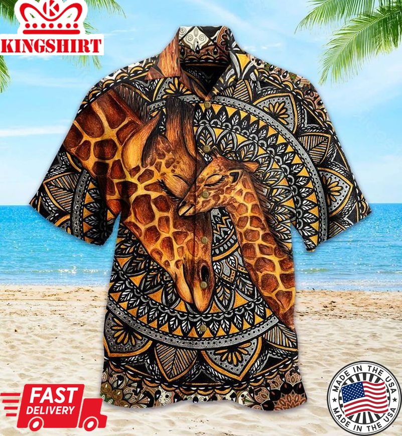 Giraffe Brown Trendy Hawaiian Shirt 3D Summer Gifts