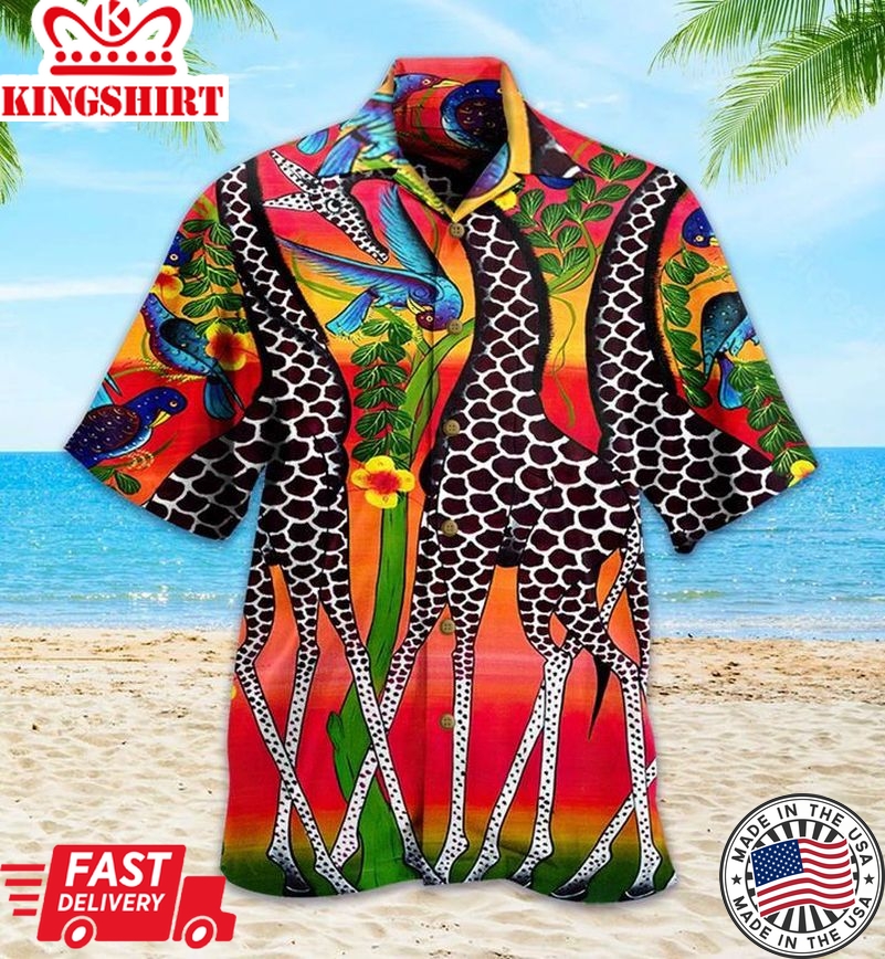 Giraffe Colorful Trendy Hawaiian Shirt 3D Summer Gifts