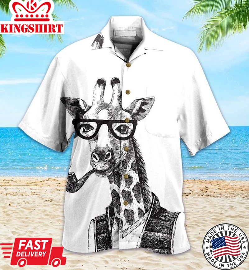 Giraffe Cool Grey Trendy Hawaiian Shirt 3D Summer Gifts