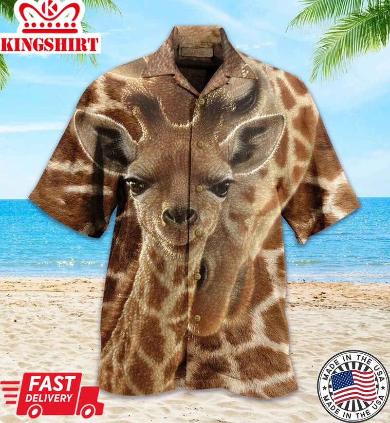 Giraffe Cute Brown Trendy Hawaiian Shirt 3D Summer Gifts