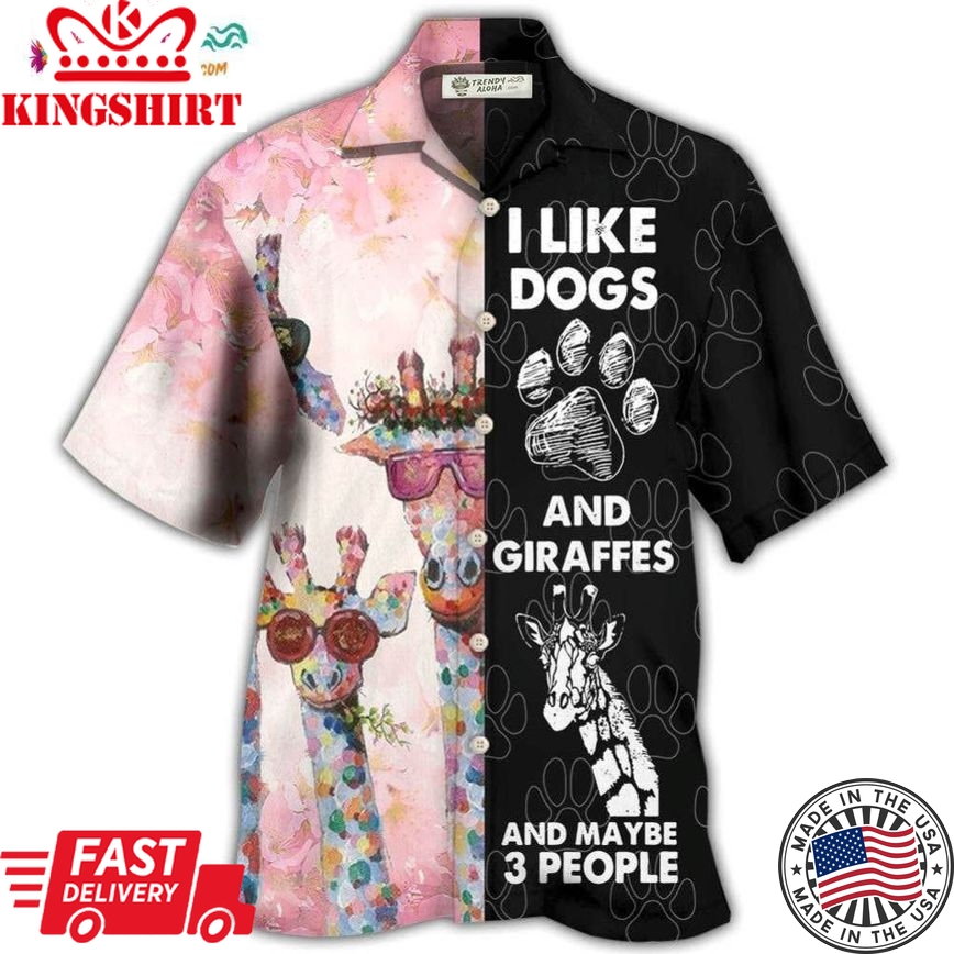 Giraffe Dog I Like Dogs And Giraffes Hawaiian Shirt