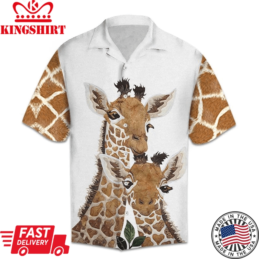 Giraffe Trendy Hawaiian Shirt Couples Matching Friends Funny Family Trendy Hawaiian Shirt Holiday Gifts Summer Gifts