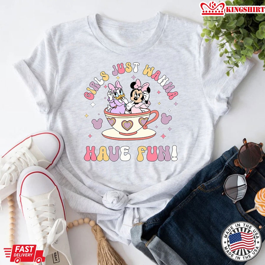 Girls Just Wanna Have Fun Minnie Mouse And Donald Duck Disney T-Shirt