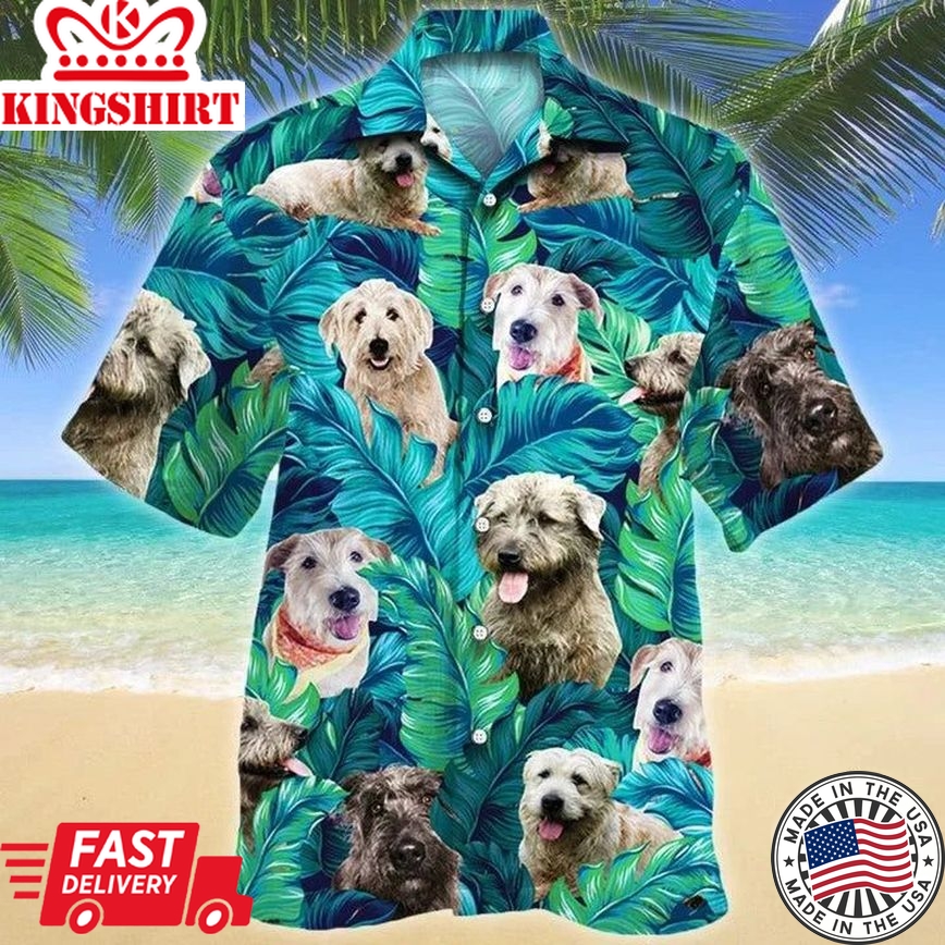 Glen Of Imaal Terrier Dog Lovers Blue And Green Leave Hawaiian Shirt