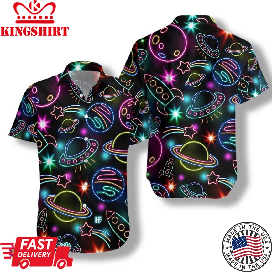 Glowing Space With Rainbow Star Hawaiian Shirt