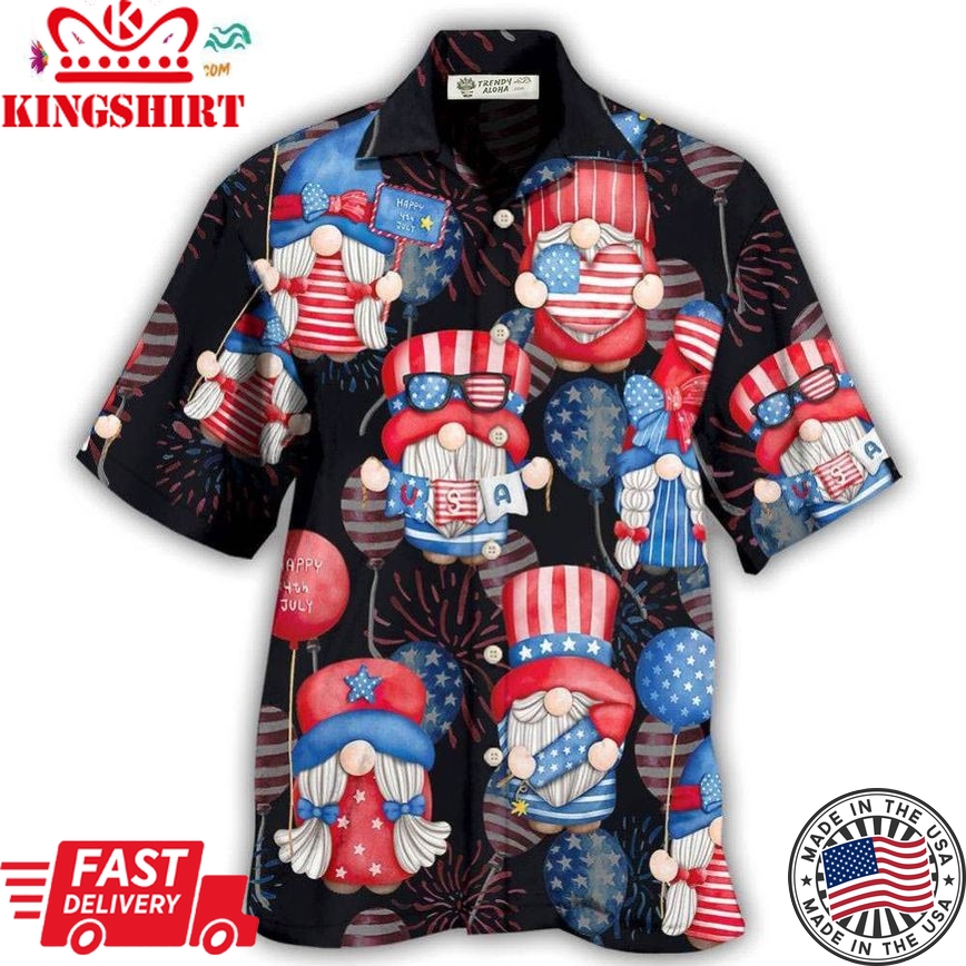 Gnome America Independence Day Fourth Of July Hawaiian Shirt