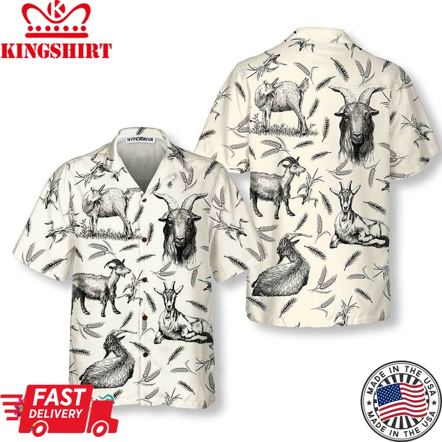 Goat Farm Lovers Hawaiian Shirt, Vintage Goat Shirt For Men