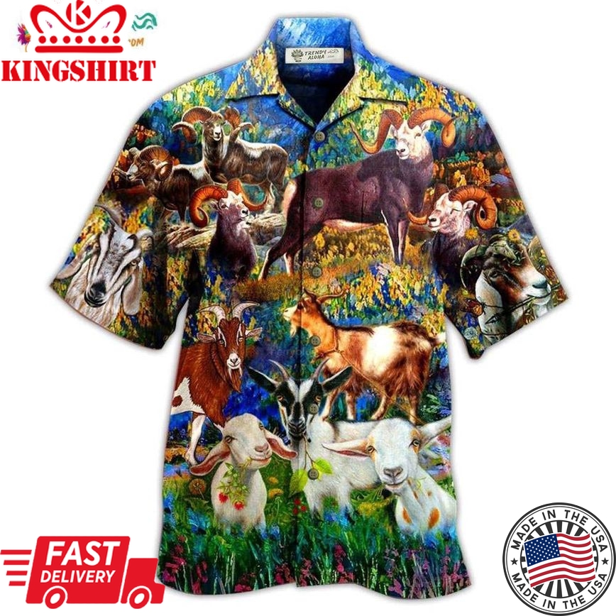 Goat Love Animals Life Grass Hawaiian Shirt