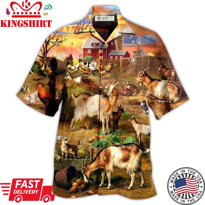 Goat Love Funny Farm Hawaiian Shirt