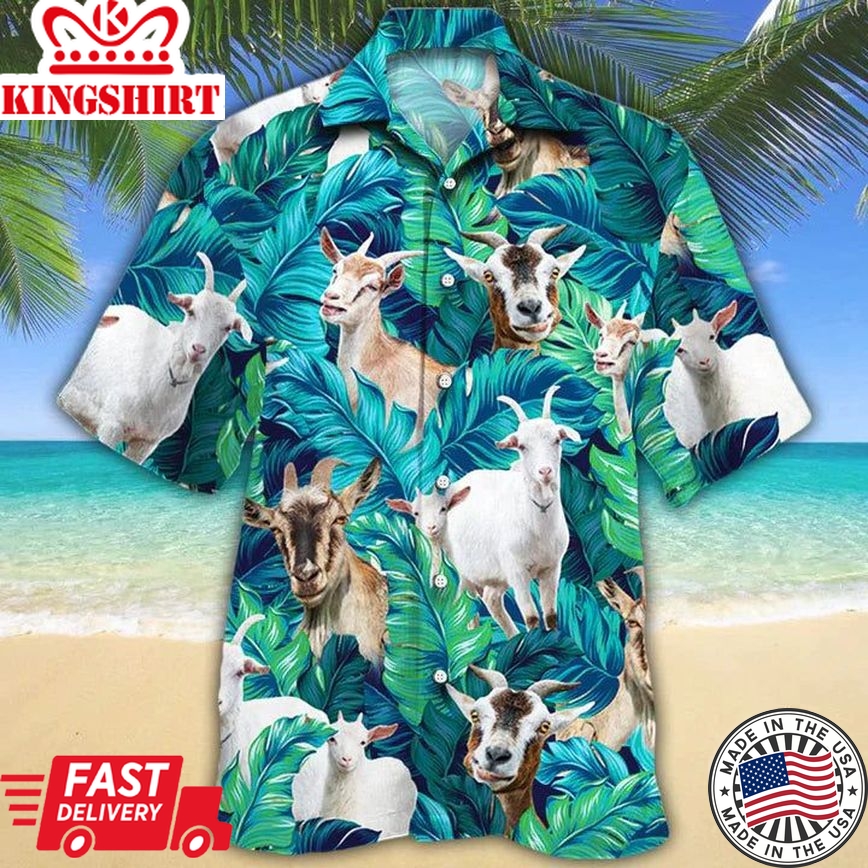 Goat Lovers Hawaiian Shirt, Goat Short Sleeve Hawaiian Aloha Shirt, Hawaii Shirt For Men, Hawaii Shirt Women